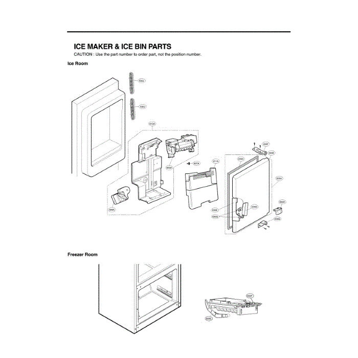 Ice Maker Diagram and Parts List for LFX25973D 00 LG Refrigerator