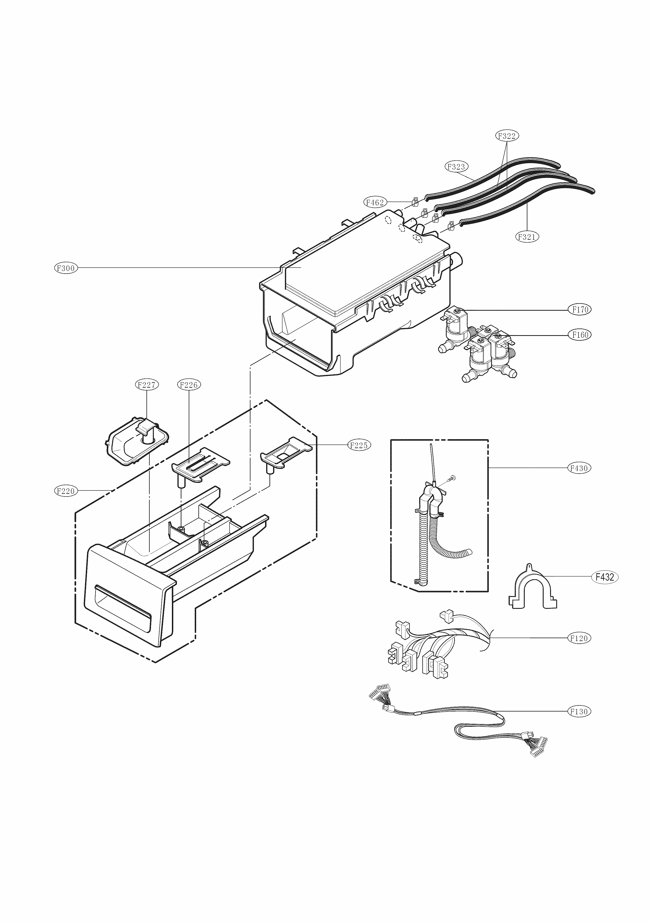 Dispenser Parts Diagram and Parts List for 79641162410  Kenmore Washer