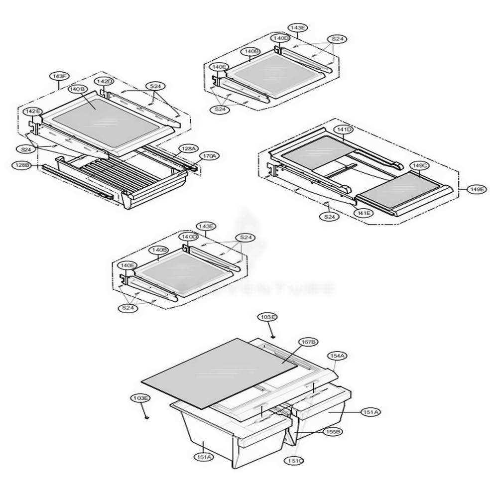 Refrigerator Parts Diagram and Parts List for 79293 AST2SER LG Refrigerator