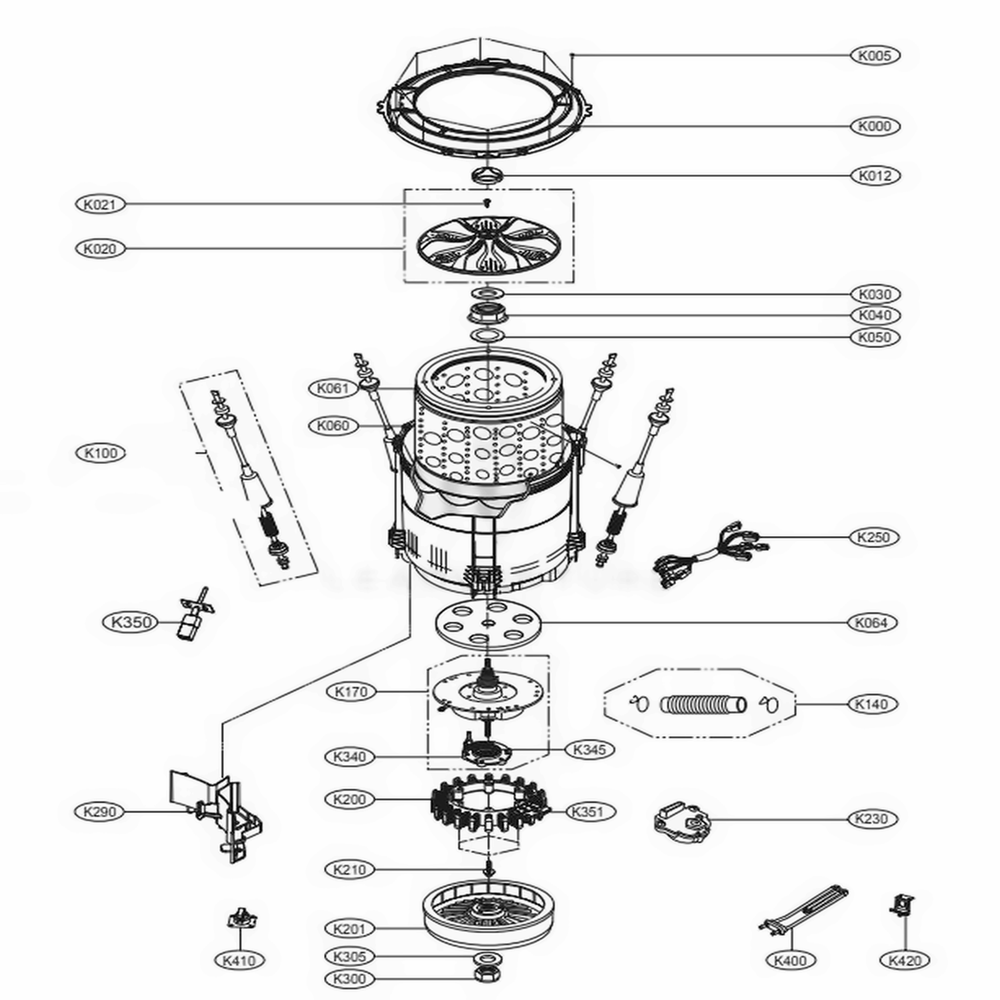 Tub Assebly Diagram and Parts List for 29472 ABWESEU LG Washer