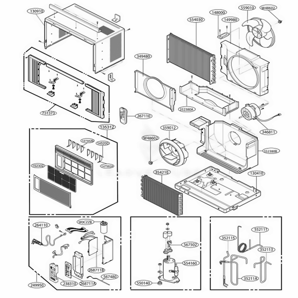 Main Diagram and Parts List for CP06N10 AWYAFRD LG Air Conditioner