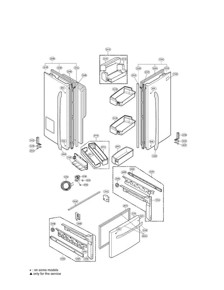 Door Parts Diagram and Parts List for LFX21971ST 02 LG Refrigerator