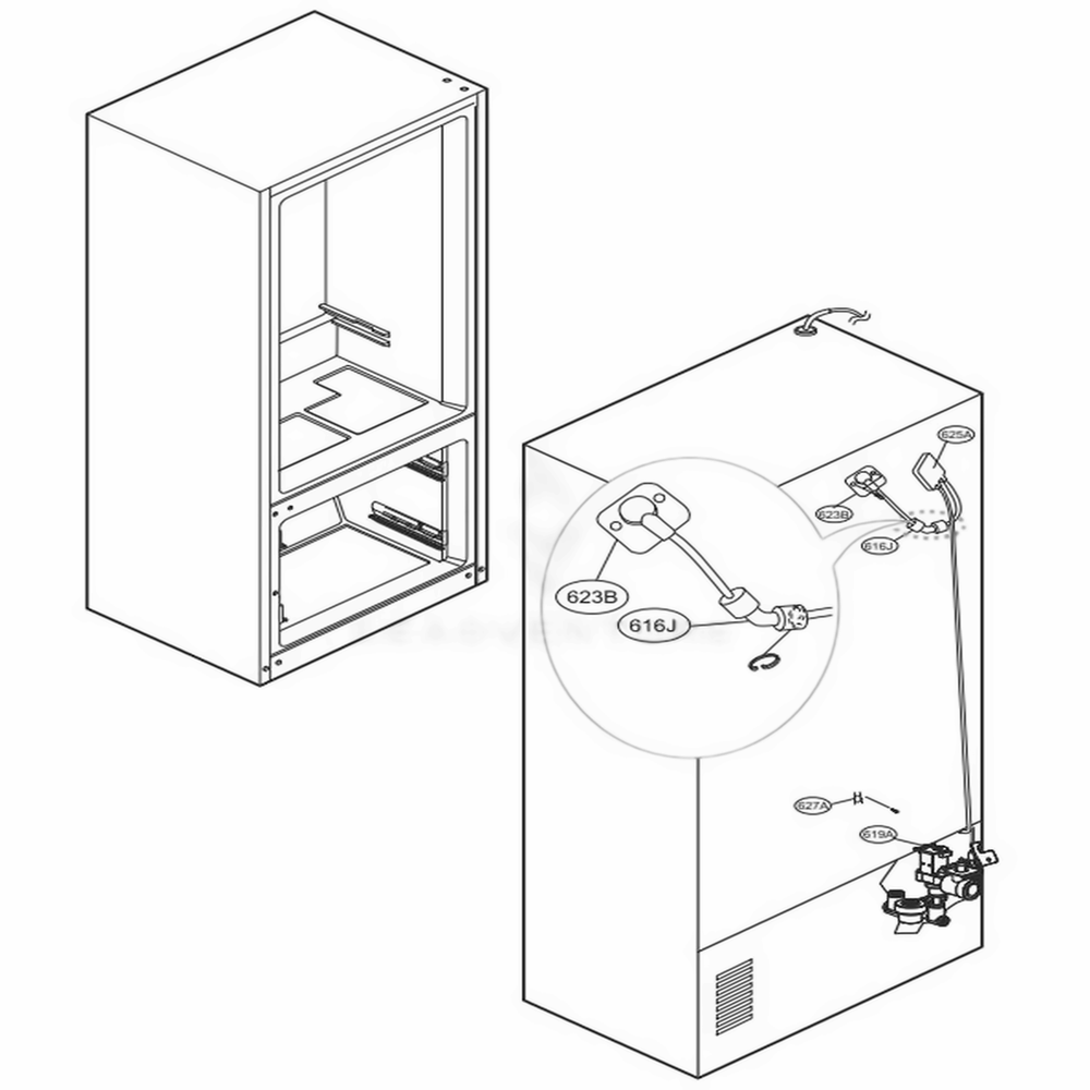 Valve And Water Tube Parts Diagram and Parts List for LFXS24663S ASTCNA0 LG Refrigerator