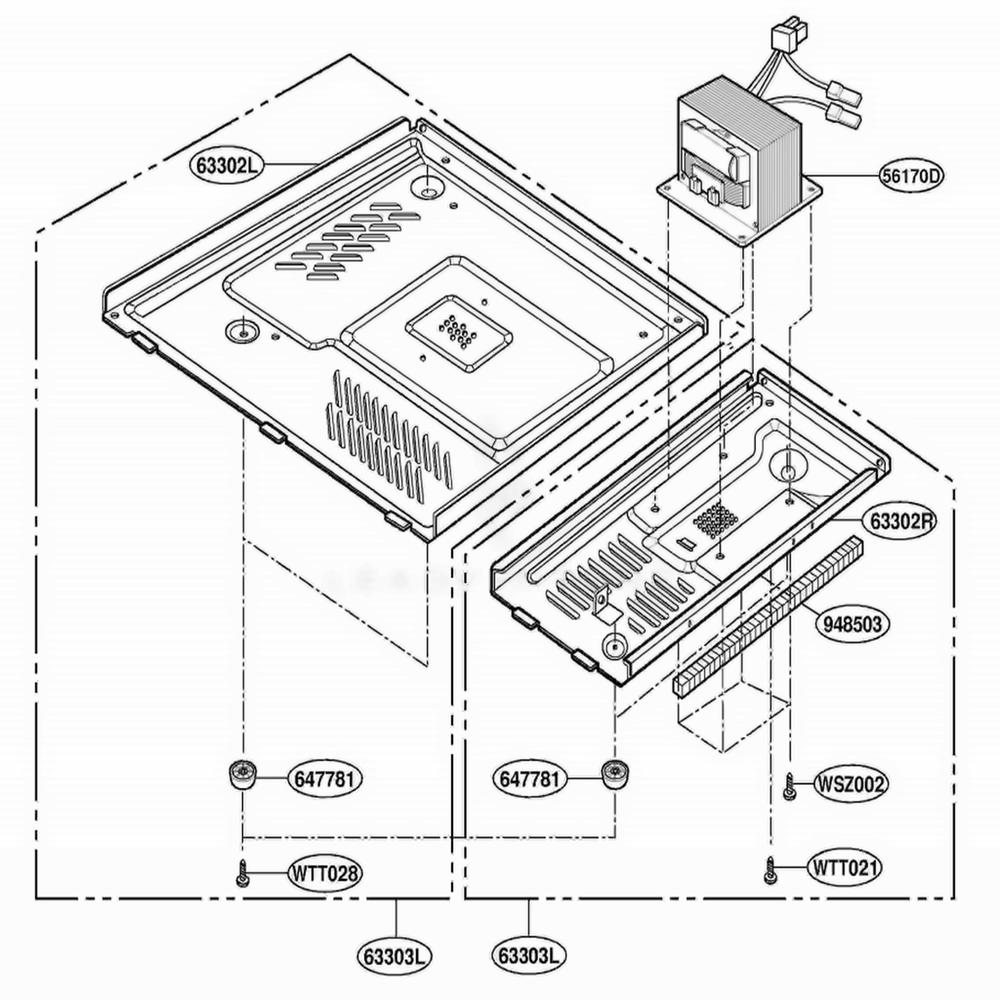 Base Plate Parts Diagram and Parts List for DMW13MW MWEDOM LG Range
