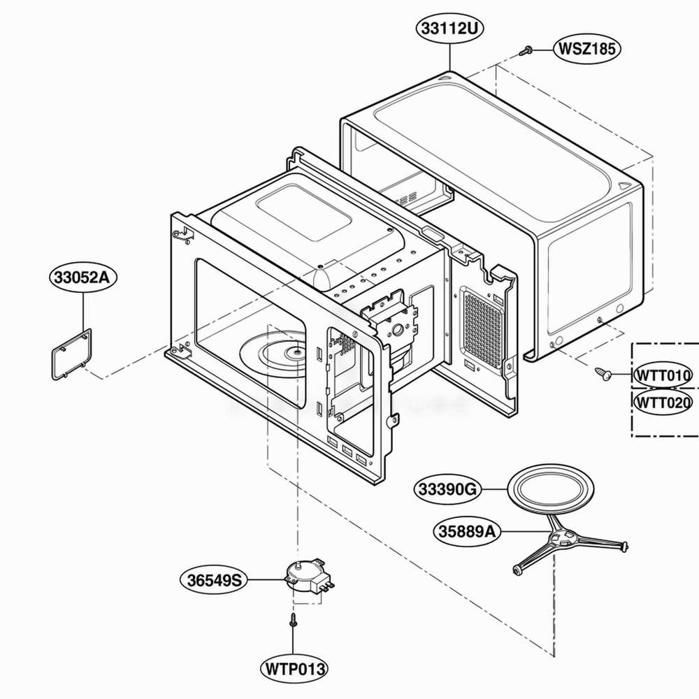 Oven Cavity Parts Diagram and Parts List for MA1152W CWHEBBY LG Wall Oven