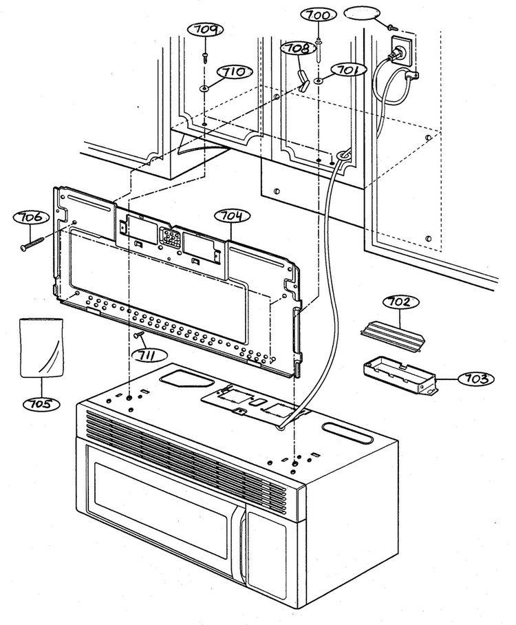 Installation Parts Diagram and Parts List for MV-1526B  LG Microwave