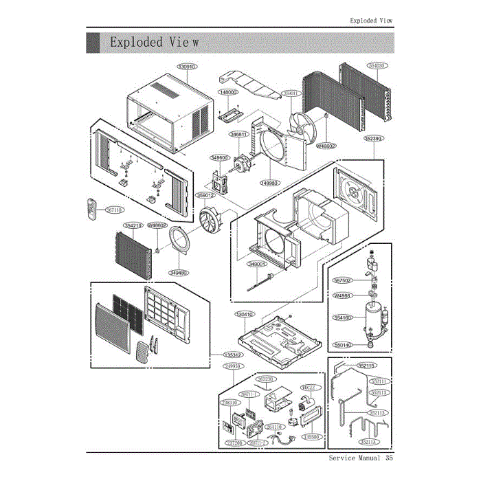Section Diagram and Parts List for LB8000R AWYABBL LG Air Conditioner