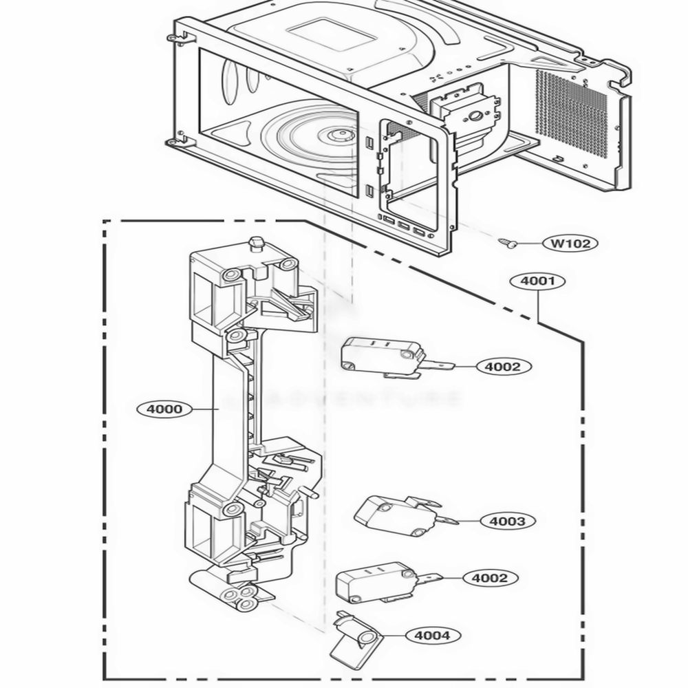 Latch Board Parts Diagram and Parts List for 66339 CBKESEA LG Range