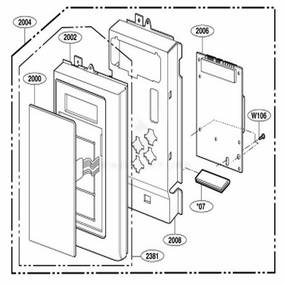 Controller Parts Diagram and Parts List for 62649 ABKESEA LG Range