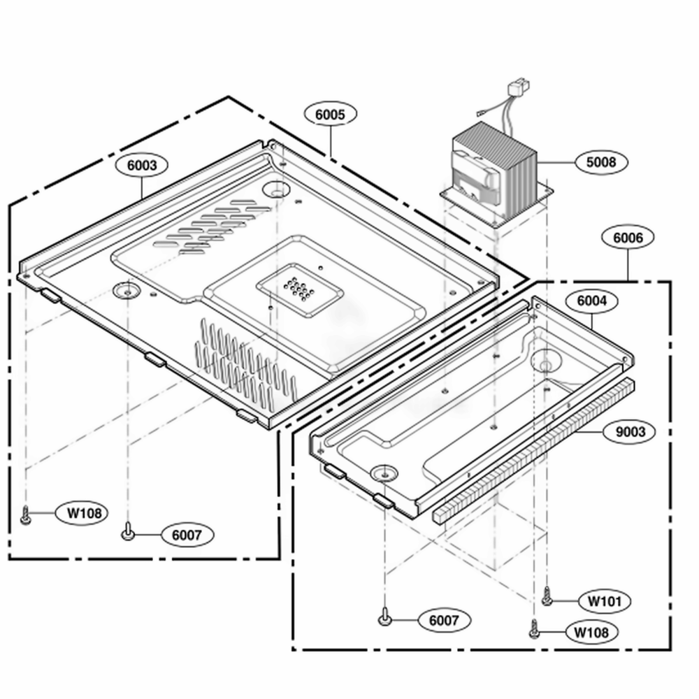 Base Plate Parts Diagram and Parts List for HMB405 ASBEBSU LG Wall Oven