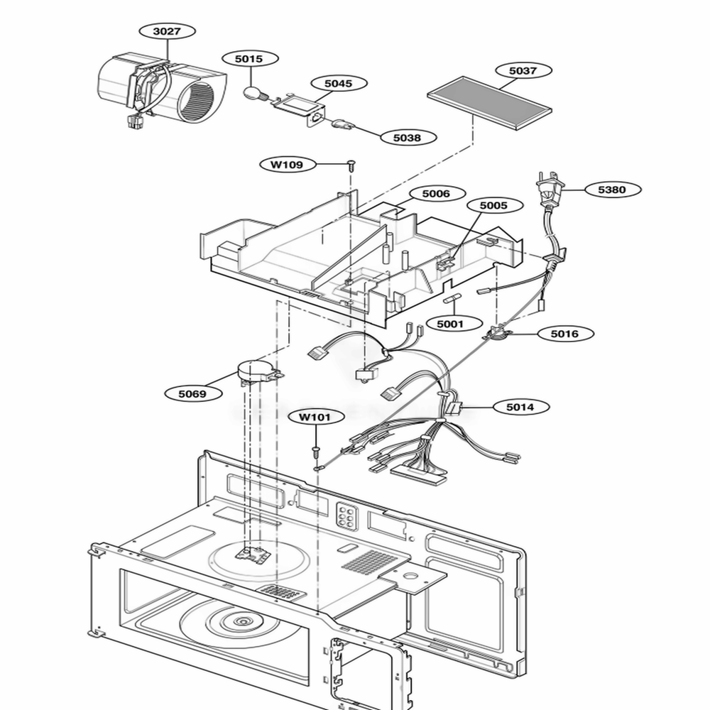 Interior Parts 2 Diagram and Parts List for MH6150XMB AB2EWRP LG Range