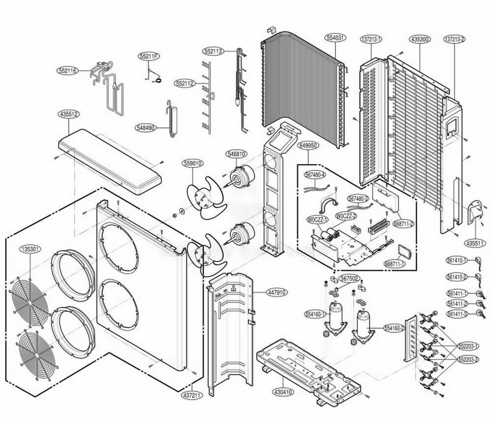Indoor Unit 2 Diagram and Parts List for HMH36AT1 ASIAHCI LG Air Conditioner
