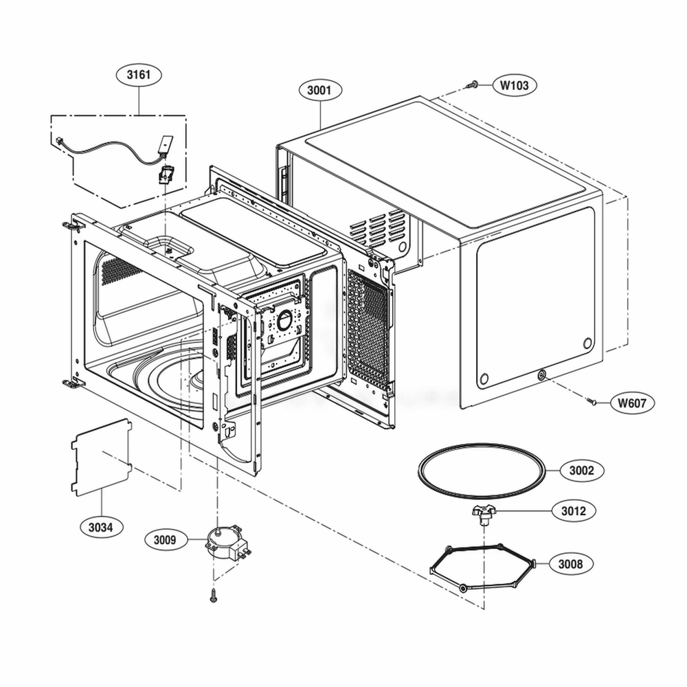 Oven Cavity Parts Diagram and Parts List for LMC1375SB CB1ELNA LG Wall Oven