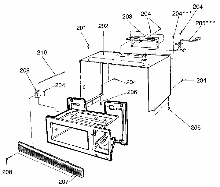 Cabinet Diagram and Parts List for 7218965580  Kenmore Microwave