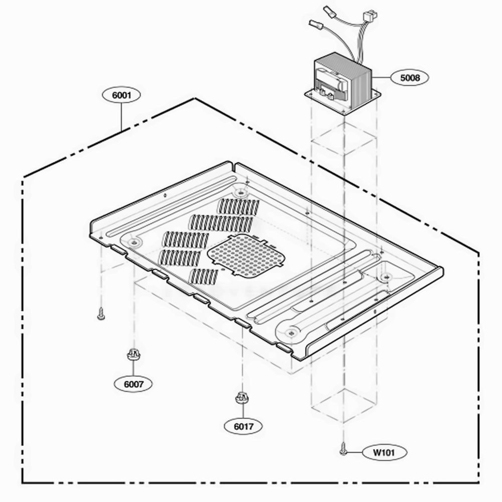 Base Plate Parts Diagram and Parts List for 67903 ASBESEA LG Wall Oven