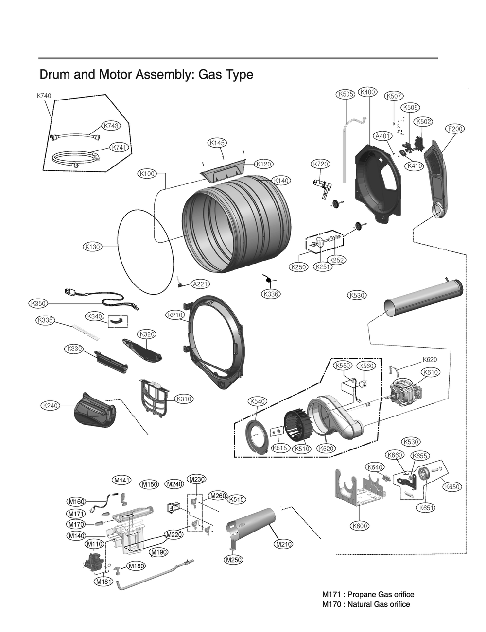Drum And Motor Assembly Diagram and Parts List for DLGX8601BE AEBEEUS LG Dryer
