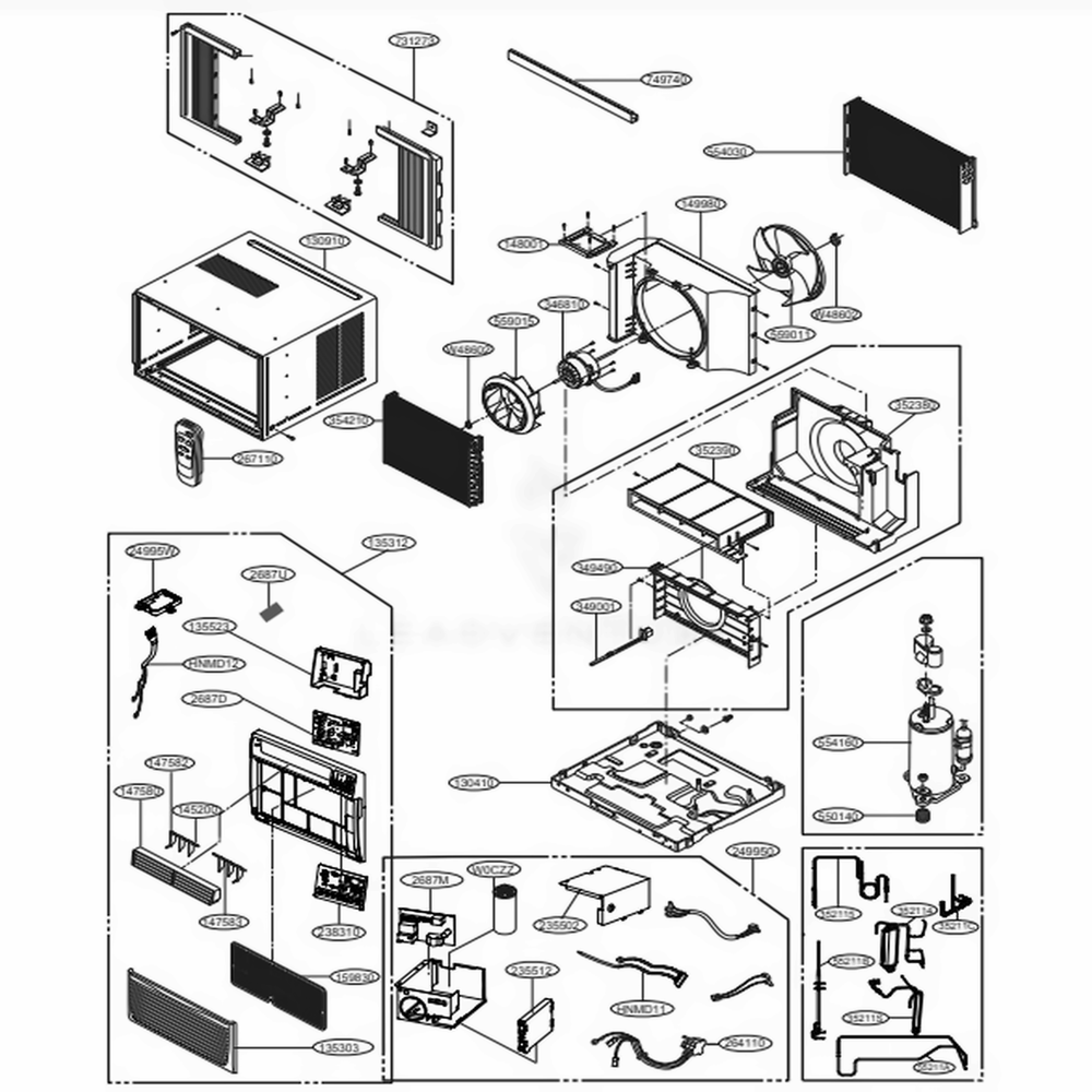 Main Diagram and Parts List for 77127 AWYASRU LG Air Conditioner