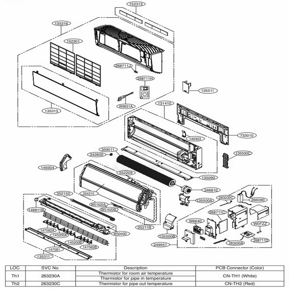Sc Chassis Diagram and Parts List for ARNU243SCR4 ANCBLUS LG Air Conditioner