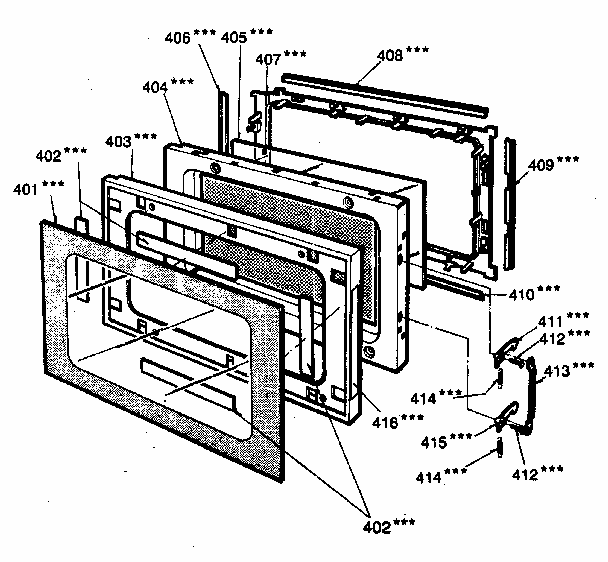 Door Diagram and Parts List for 7218831980  Kenmore Microwave