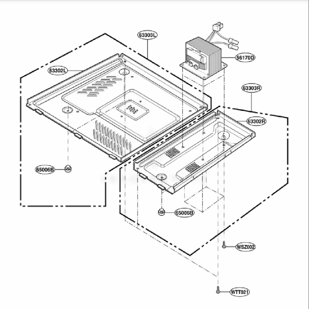 Base Plate Parts Diagram and Parts List for GT4185SKB ABKEWRP LG Range