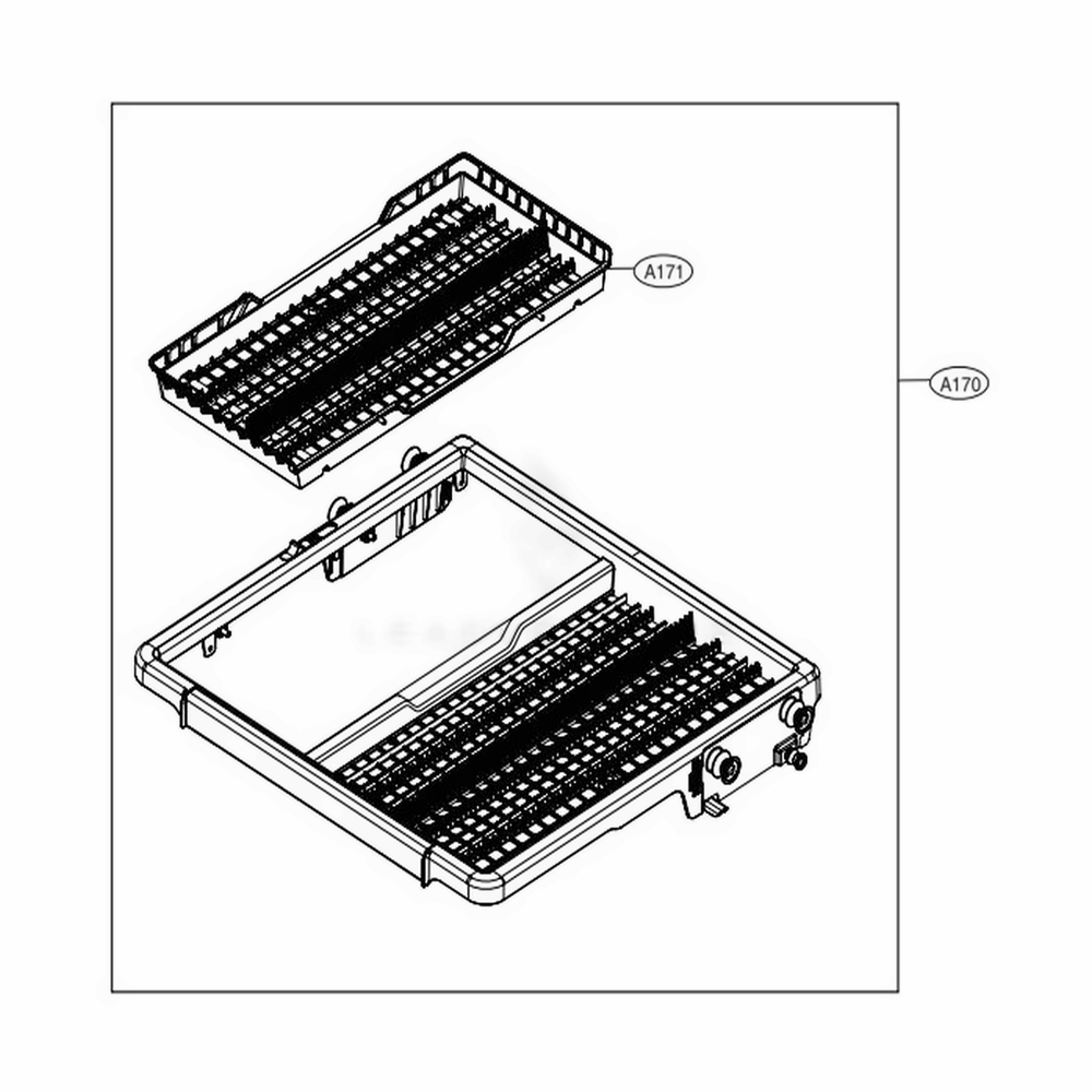 Third Rack Assembly Diagram and Parts List for 14355 ASSESEU LG Dishwasher