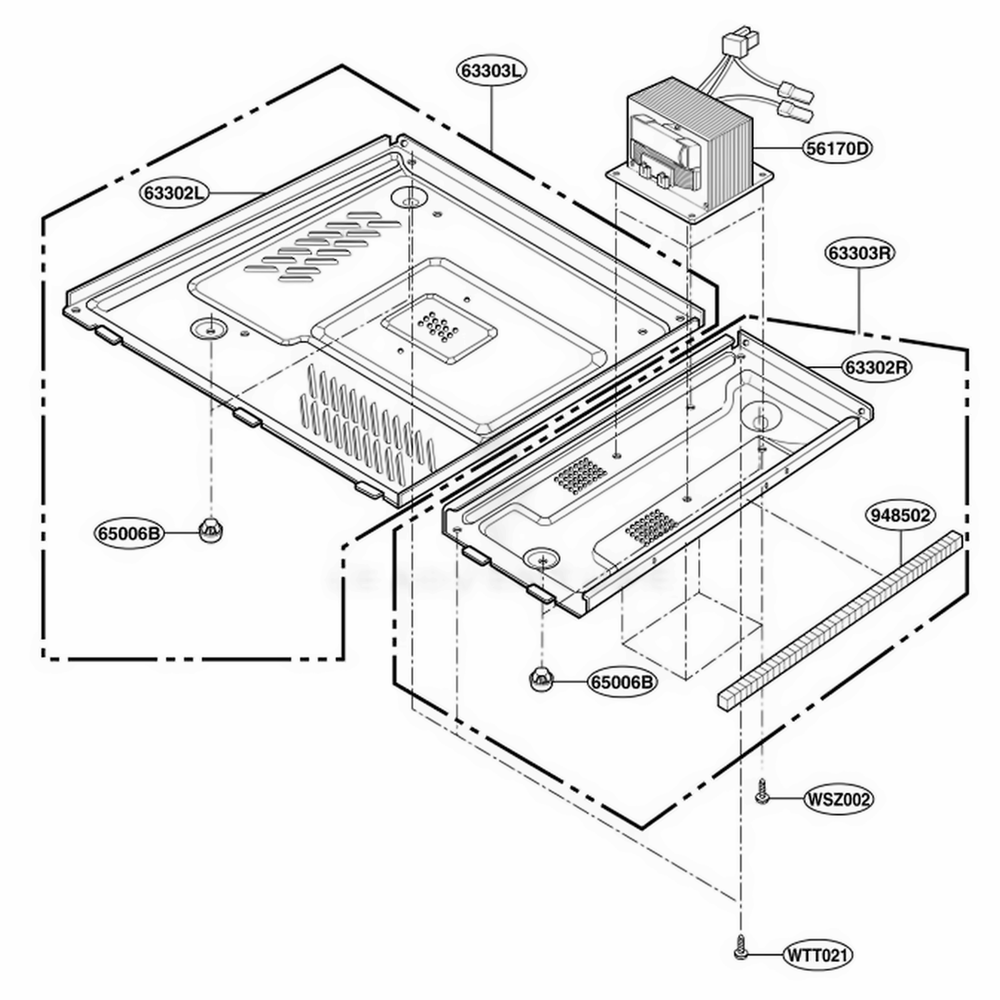 Base Plate Parts Diagram and Parts List for KCMS185JSS CSBEKAD LG Wall Oven
