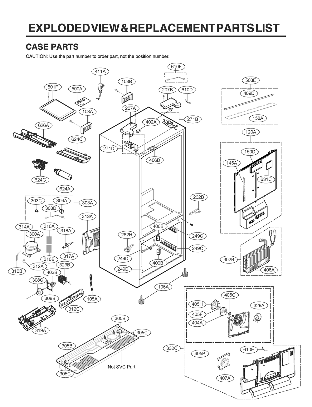 Case Parts Diagram and Parts List for GR-L22ANSXM ASTCNA0 LG Refrigerator