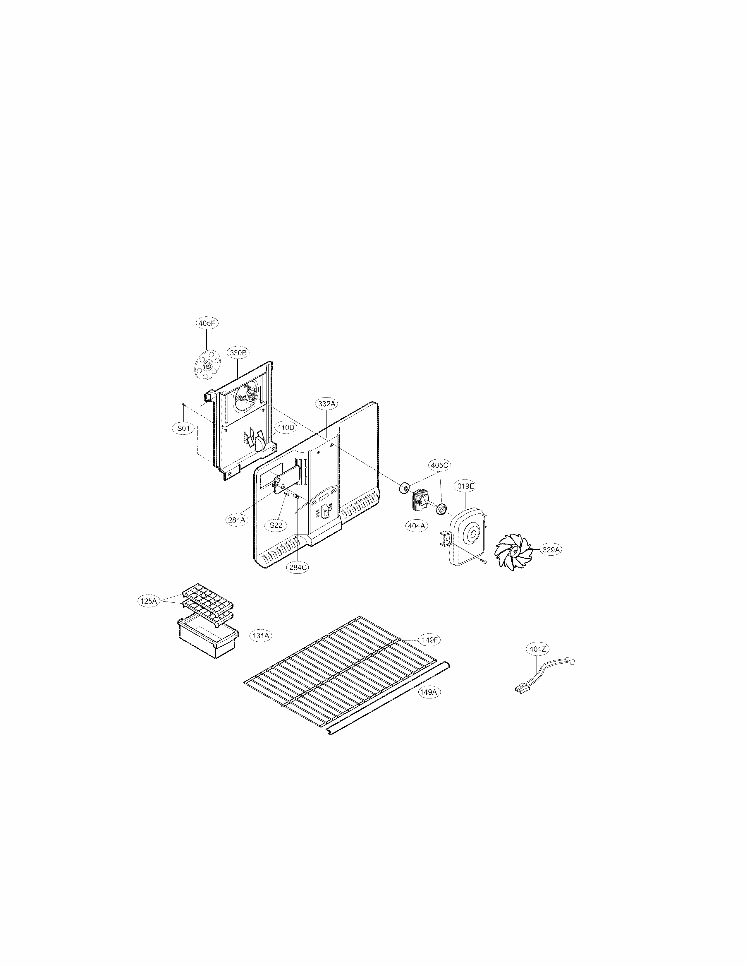 Freezer Parts Diagram and Parts List for 79569974903  Kenmore Refrigerator