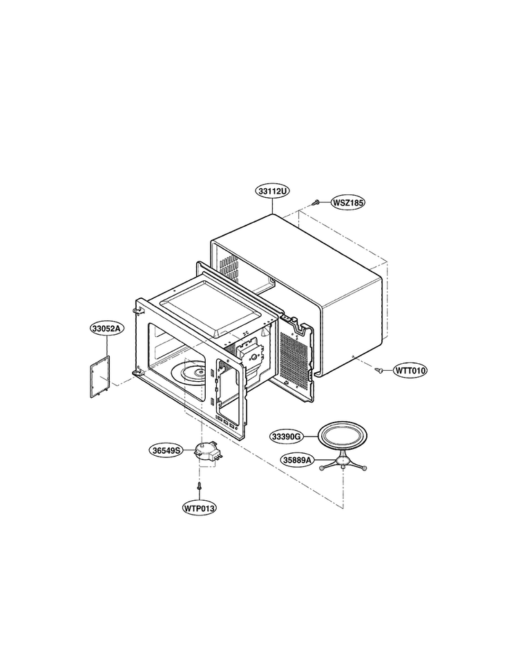 Oven Cavity Parts Diagram and Parts List for MA-1011W01  LG Microwave