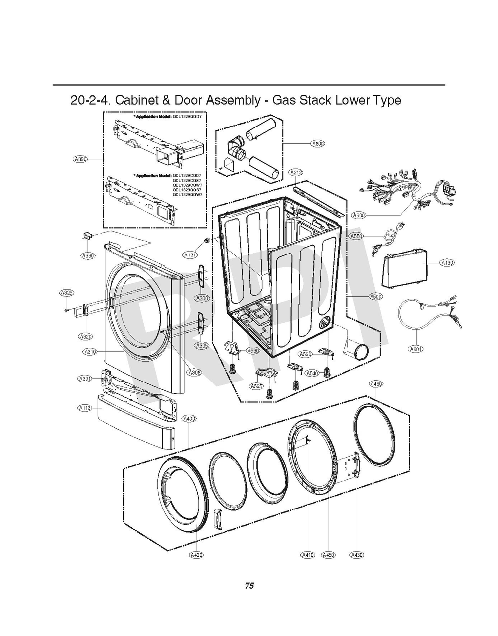 Diagram 2 Diagram and Parts List for GDL1329CGD7  LG Dryer