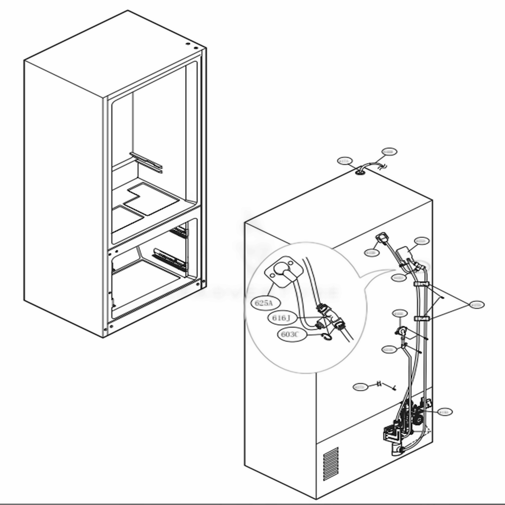Valve And Water Tube Parts Diagram and Parts List for LFXS26566S ASTCNA0 LG Refrigerator