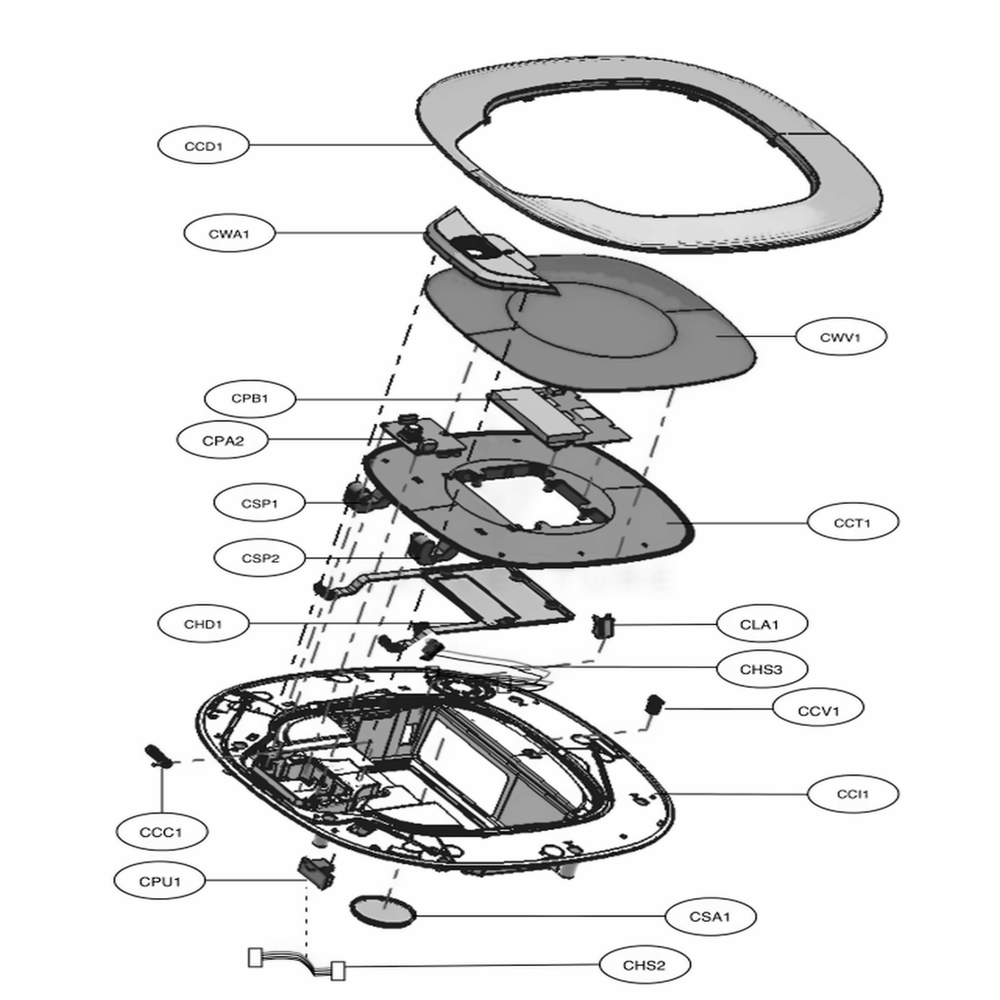 Cover Assembly Diagram and Parts List for VR6270LVMB ARDQGPA LG Canister Vacuum