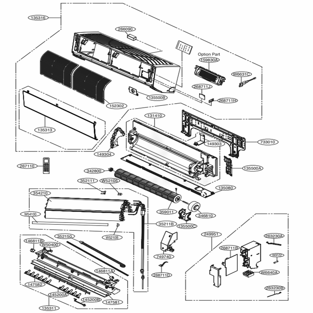 Main Diagram and Parts List for LAN090HSV2 AMRBEUS LG Air Conditioner