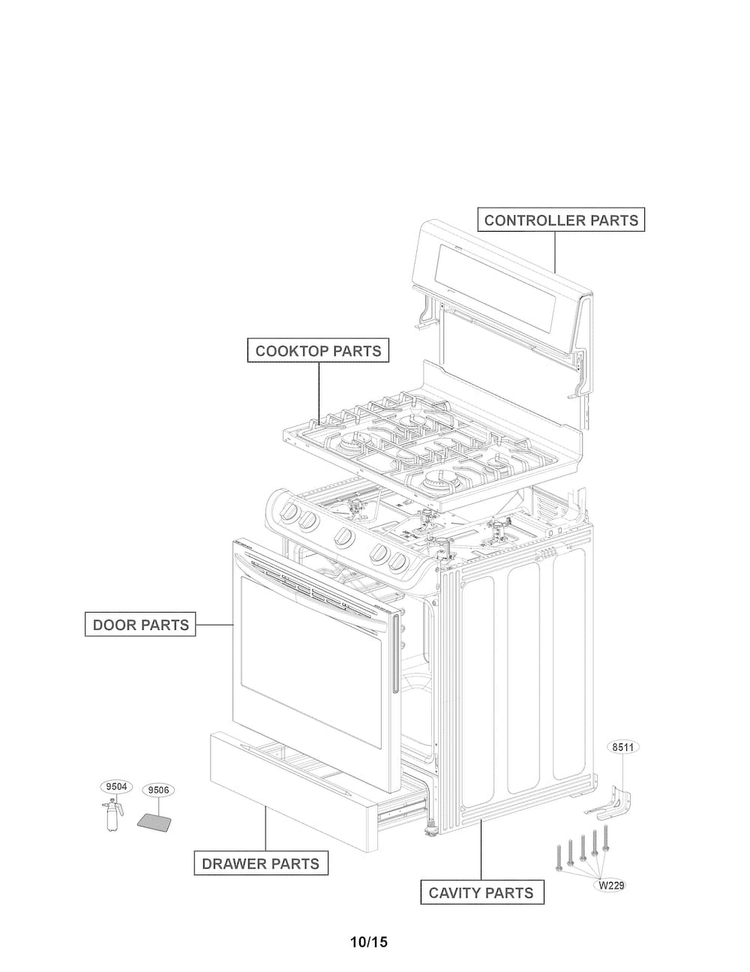 Accessory Parts Diagram and Parts List for LRG4113ST  LG Range