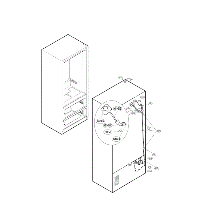 Ice And Maker Diagram and Parts List for LMX25981SW 00 LG Refrigerator