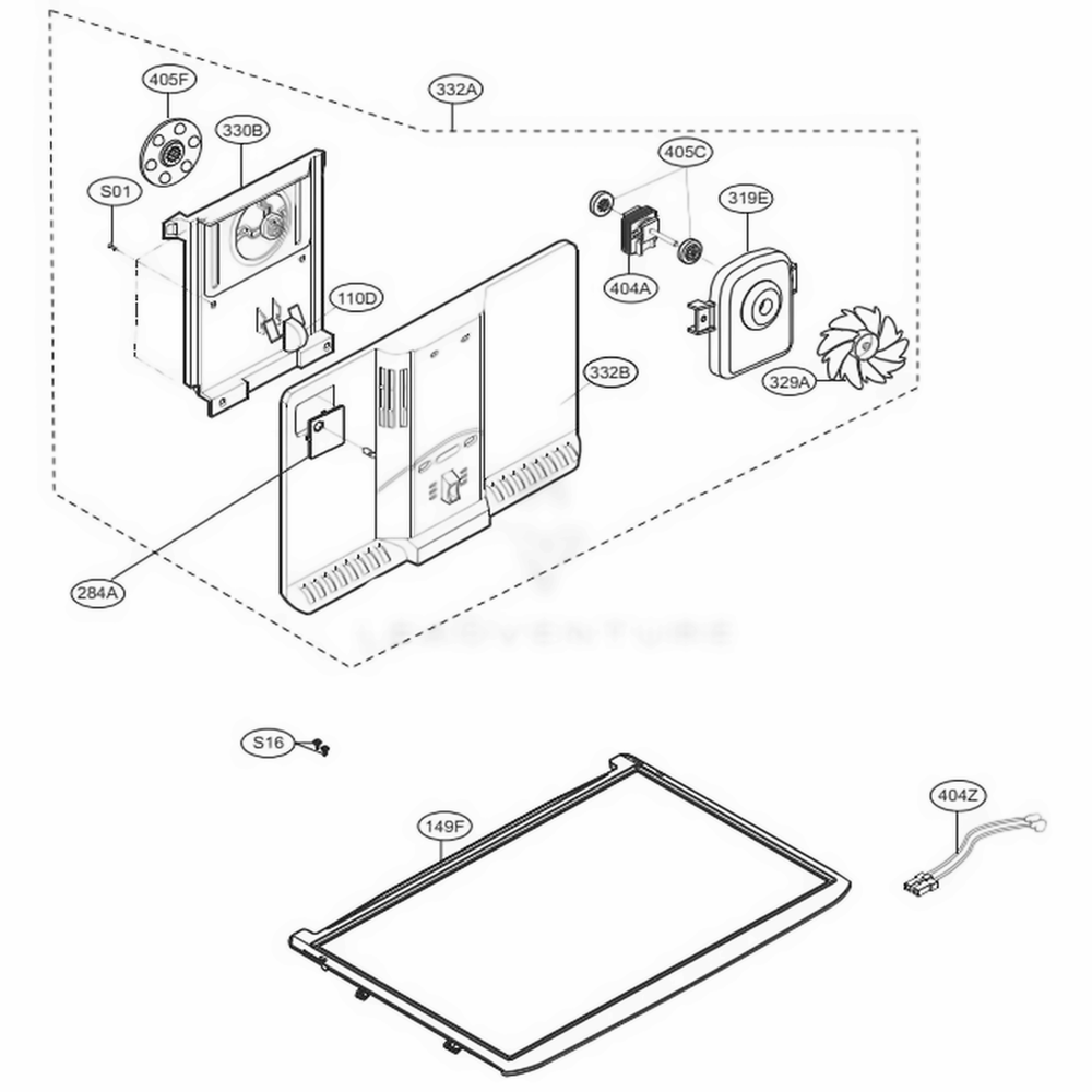 Freezer Parts Diagram and Parts List for LTCS24223W ASWCNA3 LG Refrigerator
