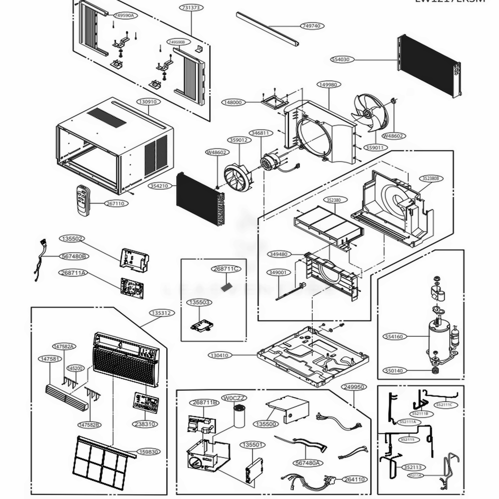 Main Diagram and Parts List for LW1217ERSM AT1AUSH LG Air Conditioner