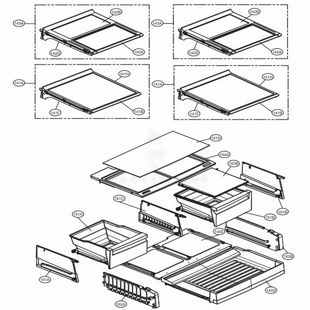 Refrigerator Parts Diagram and Parts List for 72059 AWBCSE5 LG Refrigerator
