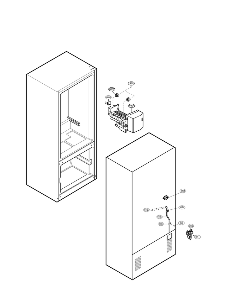 Water And Ice Maker Parts Diagram and Parts List for LFC23760SB 02 LG Refrigerator