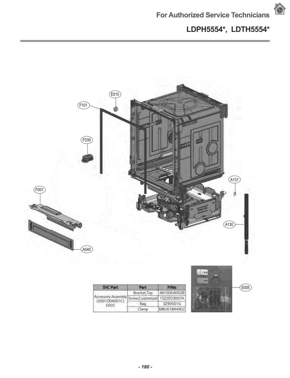Diagram 1 Diagram and Parts List for LDPH5554D ABDESNA LG Dishwasher