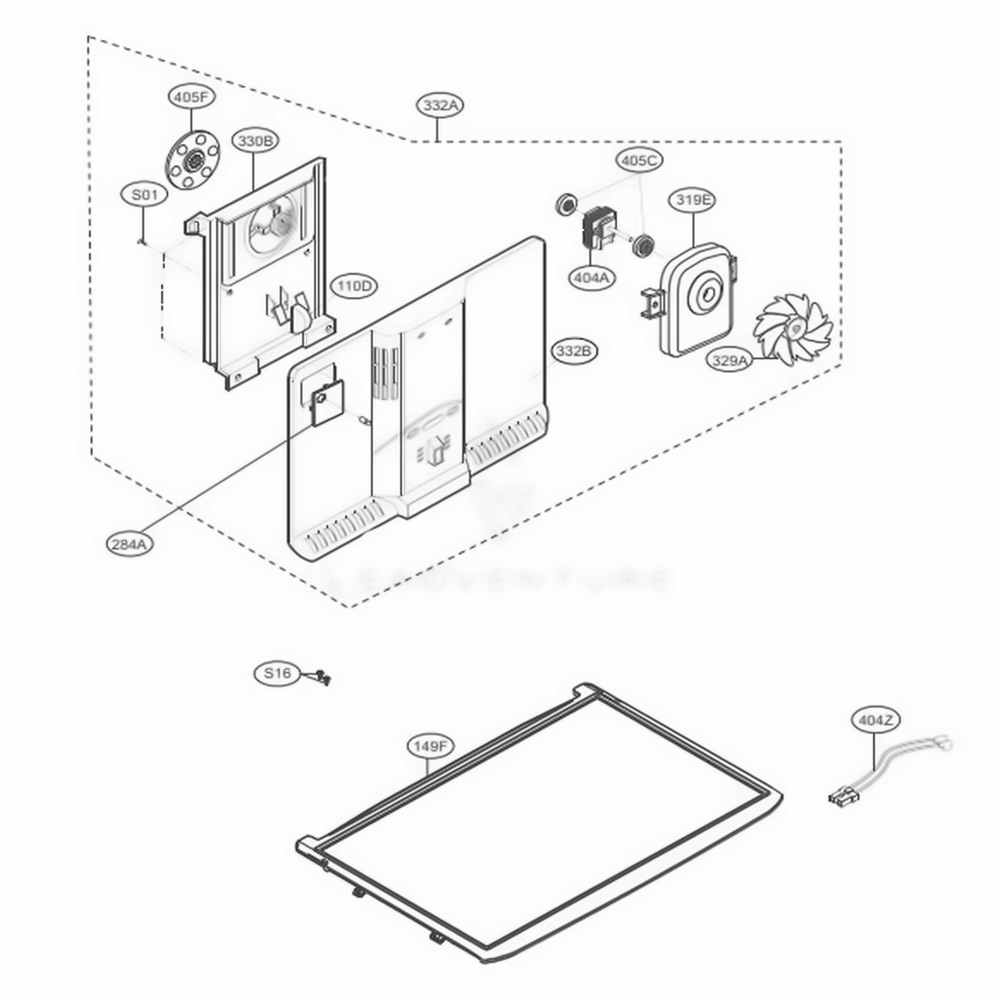 Freezer Parts Diagram and Parts List for LTCS24223D ASBCNA1 LG Refrigerator