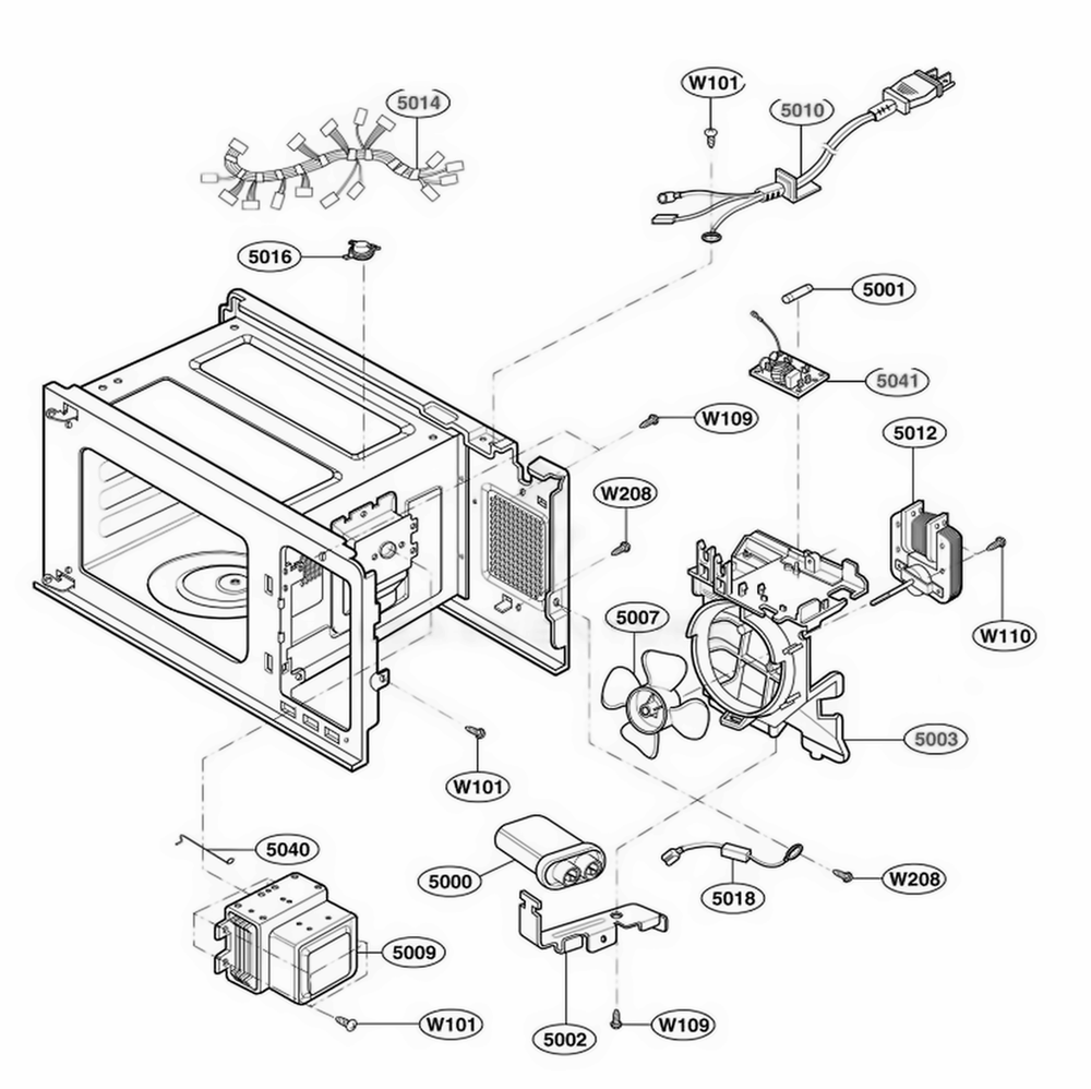 Interior Parts 2 Diagram and Parts List for 63109301 CB1ESEA LG Range