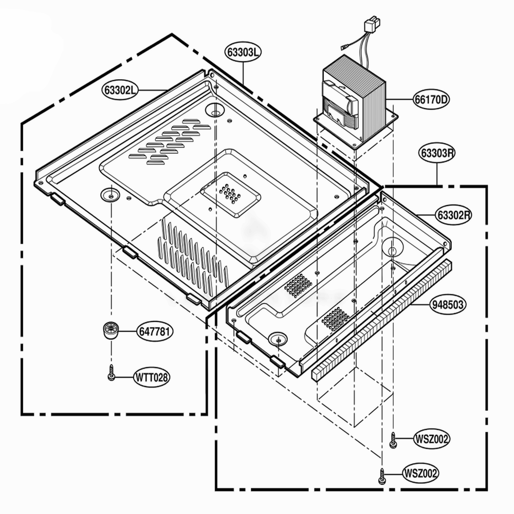 Base Plate Parts Diagram and Parts List for 87138 ABSESEC LG Range