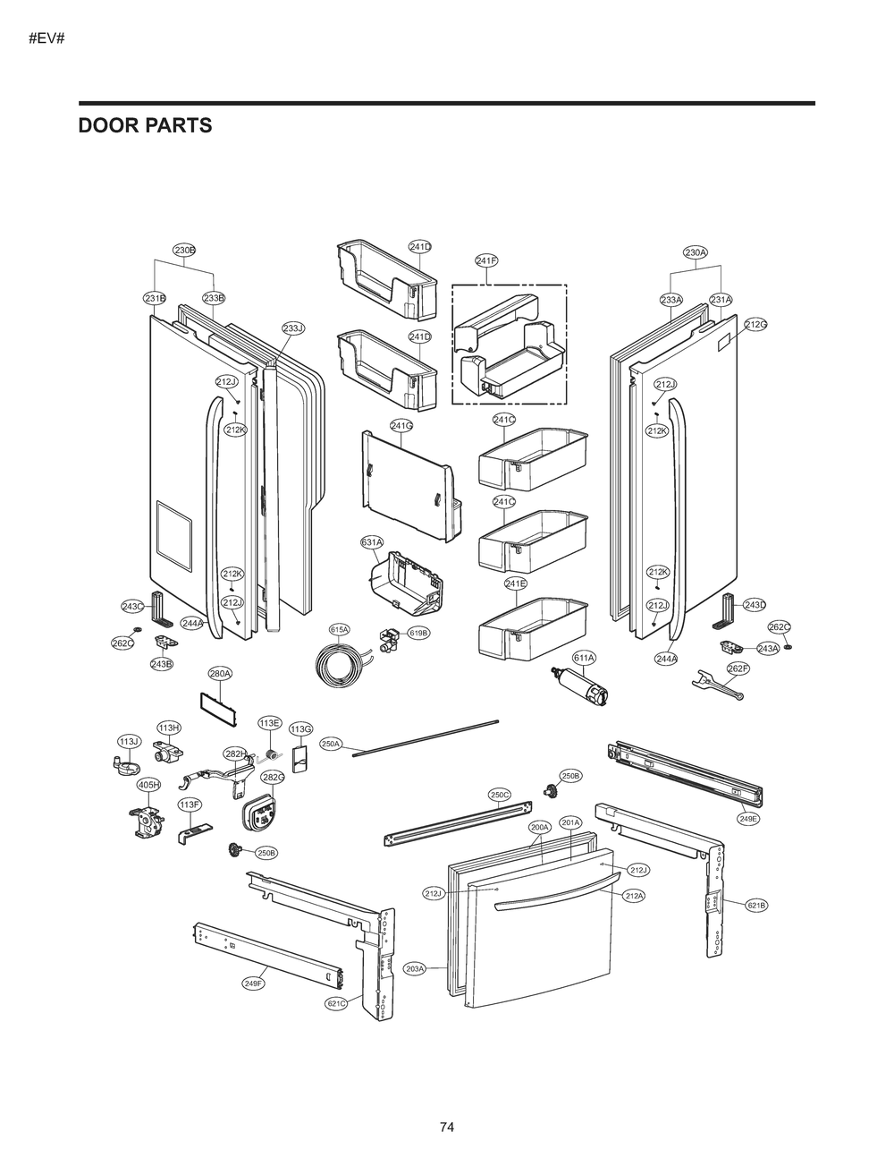 Door Parts Diagram and Parts List for GM-L268NQJP ASWCSE1 LG Refrigerator