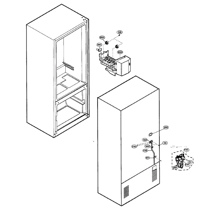 Ice Maker Diagram and Parts List for LFC22740SB  LG Refrigerator