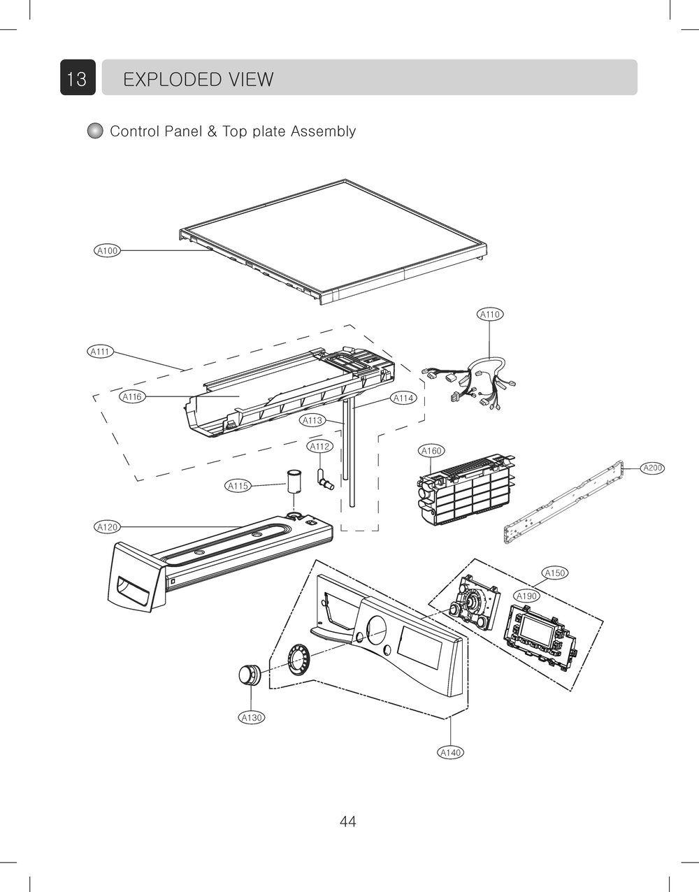 Control Panel And Top Plate Assembly Diagram and Parts List for RC9066A3F ABWEEUS LG Dryer