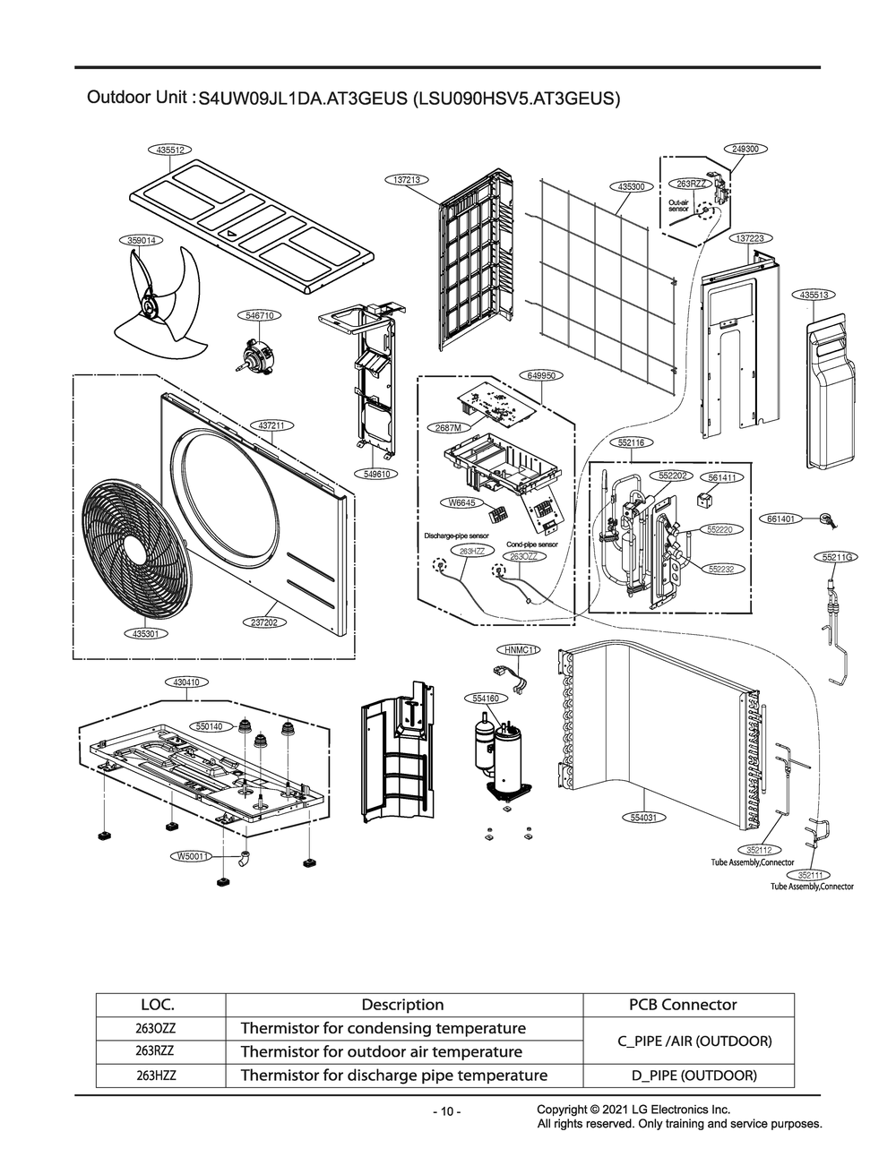 Outdoor Unit Diagram and Parts List for LSU090HSV5 AT3GEUS LG Air Conditioner