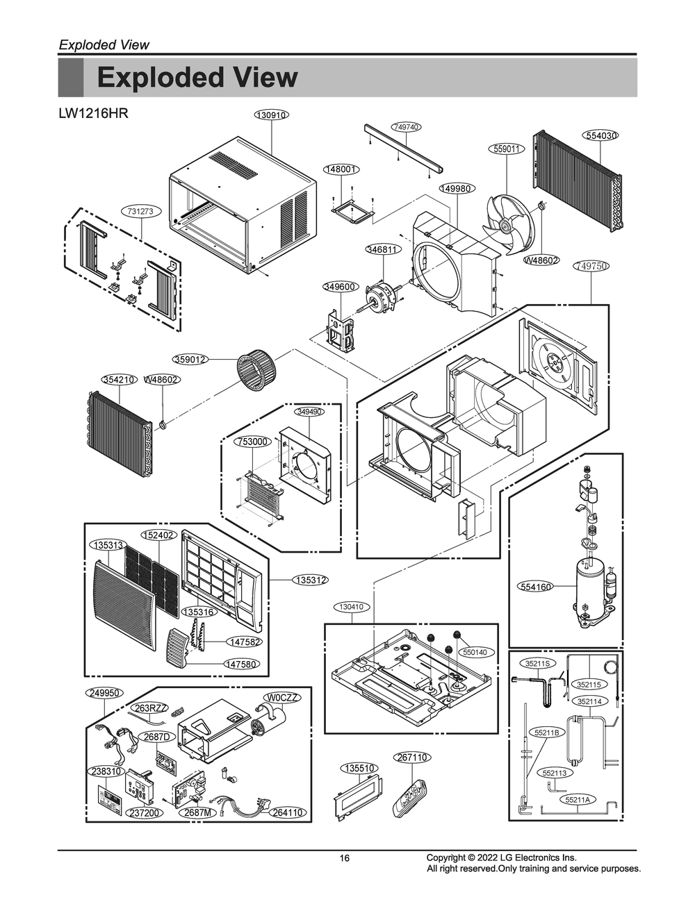 Diagram 1 Diagram and Parts List for LW1216HR AT3AUSL LG Air Conditioner