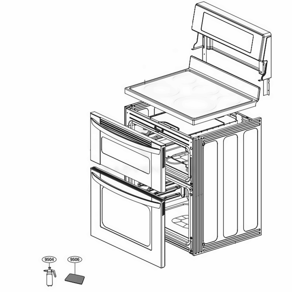 Main Diagram and Parts List for 96047 FBDLSEA LG Range