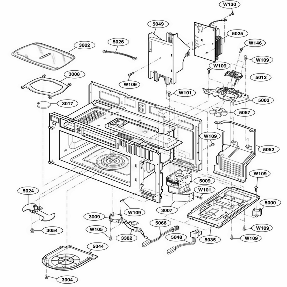 Interior Parts 1 Diagram and Parts List for 64683 AS1ESEA LG Range